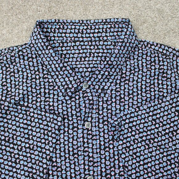 Tori Richard AOP Shirt Mens 2XL XXL Blue Beach All Over Print Stretch S/S Button - Picture 1 of 13